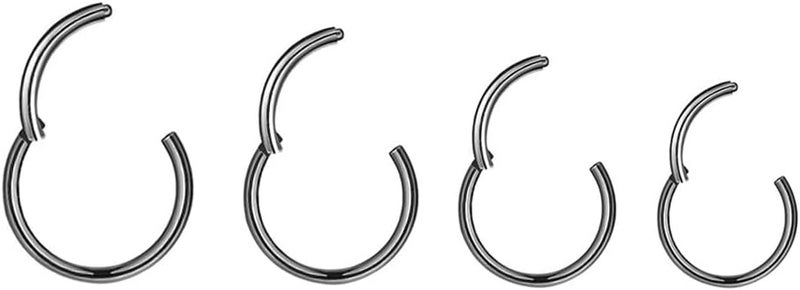 HQLA 4Pairs/Pcs 18G Surgical Steel Hinged Clicker Segment Nose Rings Hoop Helix Cartilage Daith Tragus Sleeper Earrings Body Piercing for Women Men 6mm 8mm 10mm 12mm - Image 1